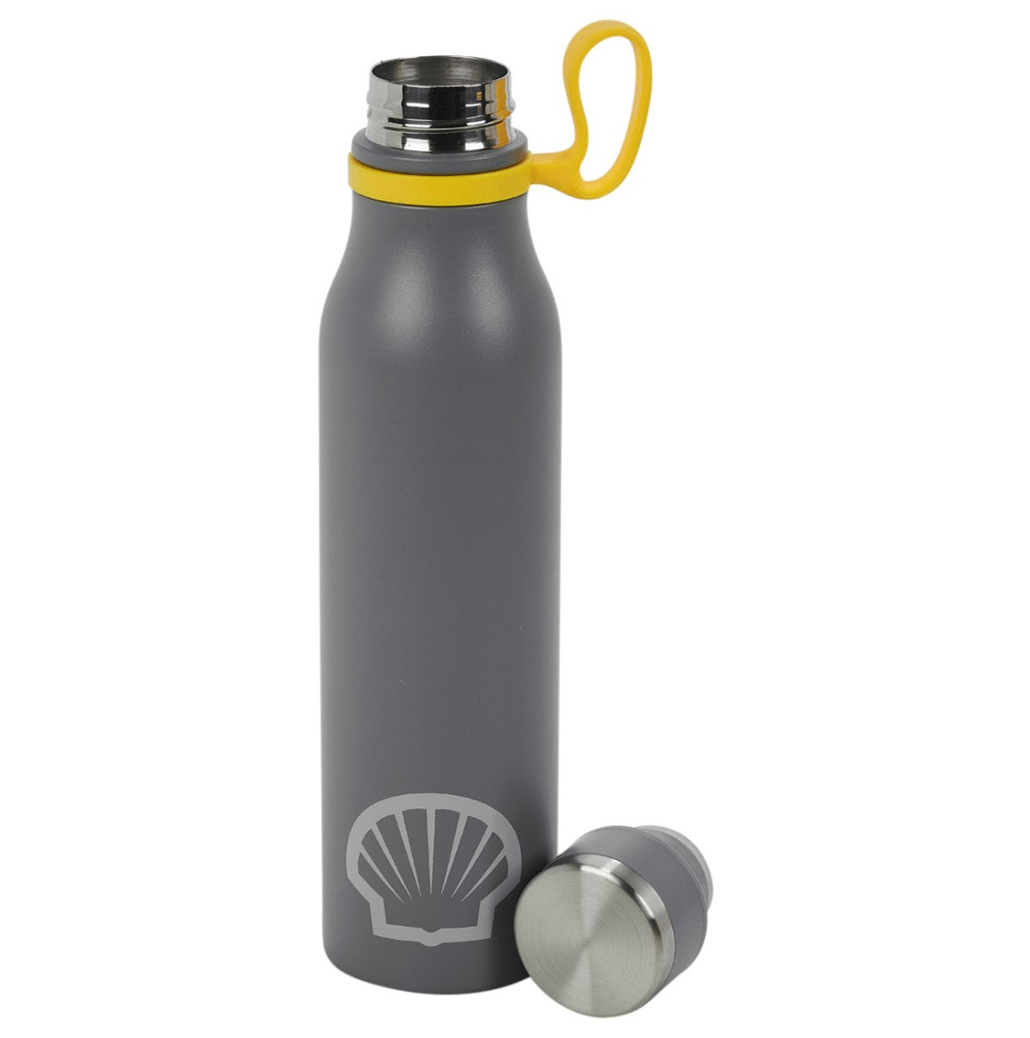 Sticla de apa termica, SHELL, 500 ml, maner, reutilizabila, portabila, gri/galben Sticla de apa termica, SHELL, 500 ml, maner, reutilizabila, portabila, gri/galben